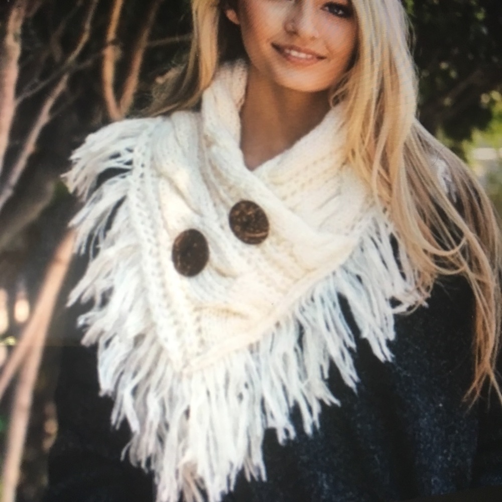 Ivory Button Infinity Scarves